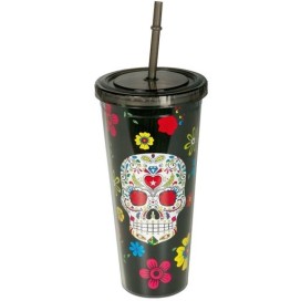 Vaso Negro "Día de los Muertos", 20 cm.